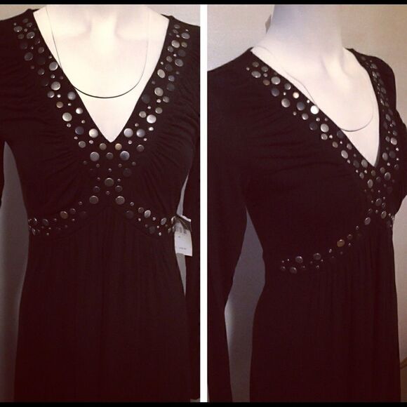 Bailey 44 Dress Metal Stud V-Neck Long Sleeve NWT - Picture 4 of 8